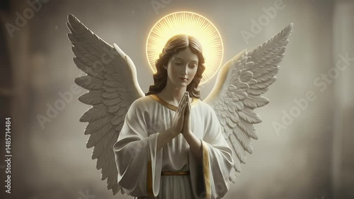 Angel Praying with Wings and Halo - Hope and Serenity