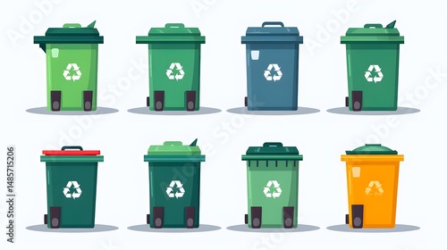 Professional Green Recycle Garbage Bin Vector Illustration for Eco-friendly Waste Management