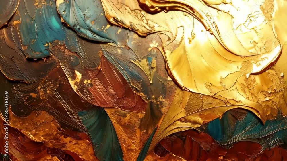 Abstract Golden and Teal Impasto Painting Texture Background for Design Projects Abstract Golden and Teal Impasto Painting Texture Background for Design Projects