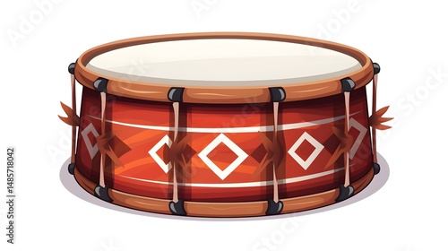 Traditional Drum Instrument Icon Isolated: High-Quality Stock Vector Image