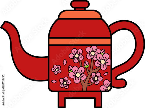 isolate illustration of chinese tea pot