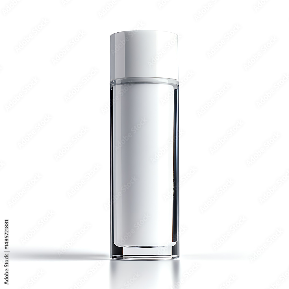Sleek, minimalist bottle with white lid, perfect for showcasing liquids or beauty products. Elegant design. Sleek, minimalist bottle with white lid, perfect for showcasing liquids or beauty products. Elegant design.