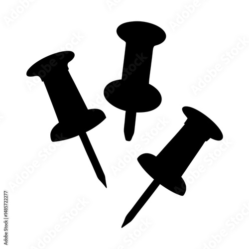 Isolated black push pins vector illustration for office supplies and stationery needs design element