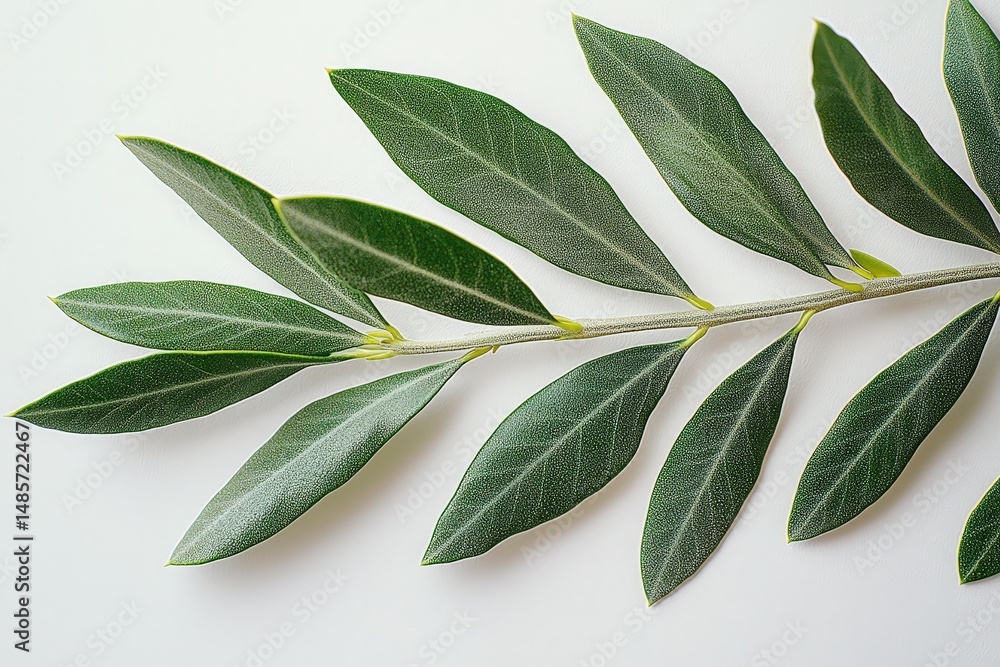 Naklejka premium Elegant olive branch on minimal background highlighting nature's simplicity