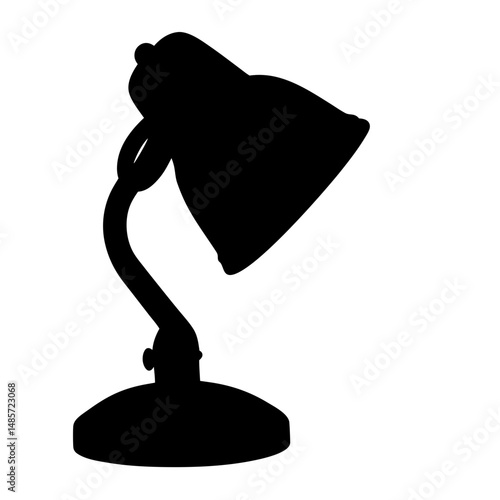 Black silhouette of adjustable desk lamp for office study reading lighting design concept idea