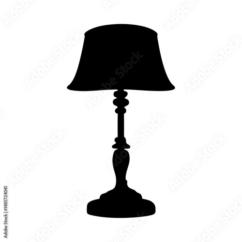 Silhouette of a vintage table lamp for bedroom lighting and home decor design vector illustration