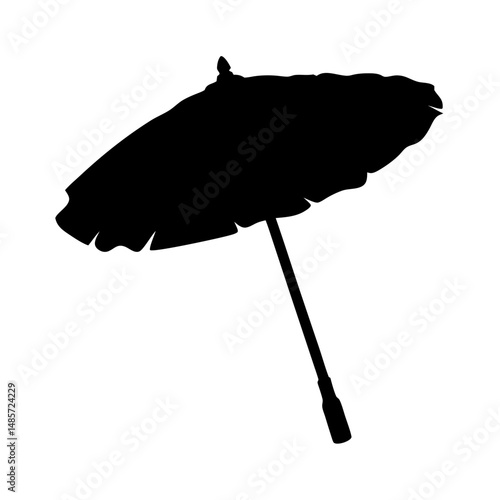 Umbrella parasol sunshade silhouette vector illustration for summer beach vacation and protection from rain