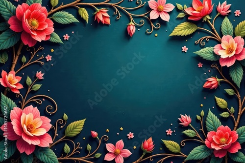 Intricate floral damask, swirling vines and leaves, ornate, tapestry, wallpaper