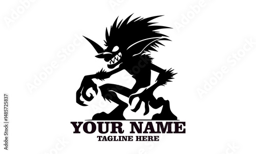 goblin cartoon icon evil goblin essence vector illustration and twisted goblin tactics cartoon icon evil goblin essence logo design with white background