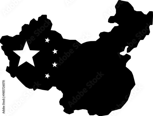 black and white illustration of a mainland of china