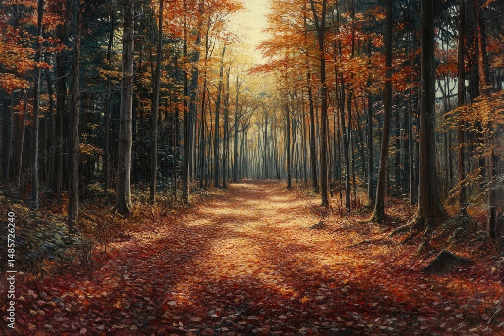 Obraz premium Autumn forest pathway