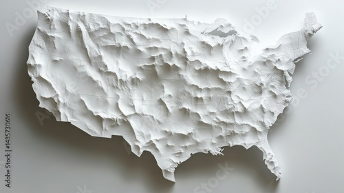 Detailed 3D topographic map of USA