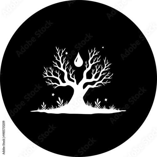 Monochrome arboreal illustration representing environmental awareness and conservation