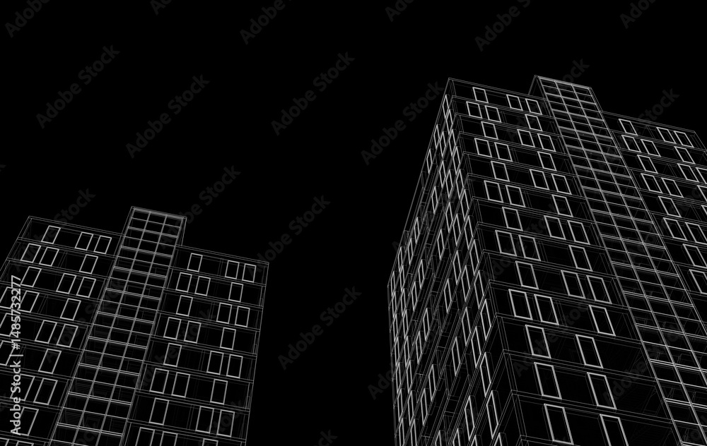 Fototapeta premium Architectural drawing vector 3d illustration