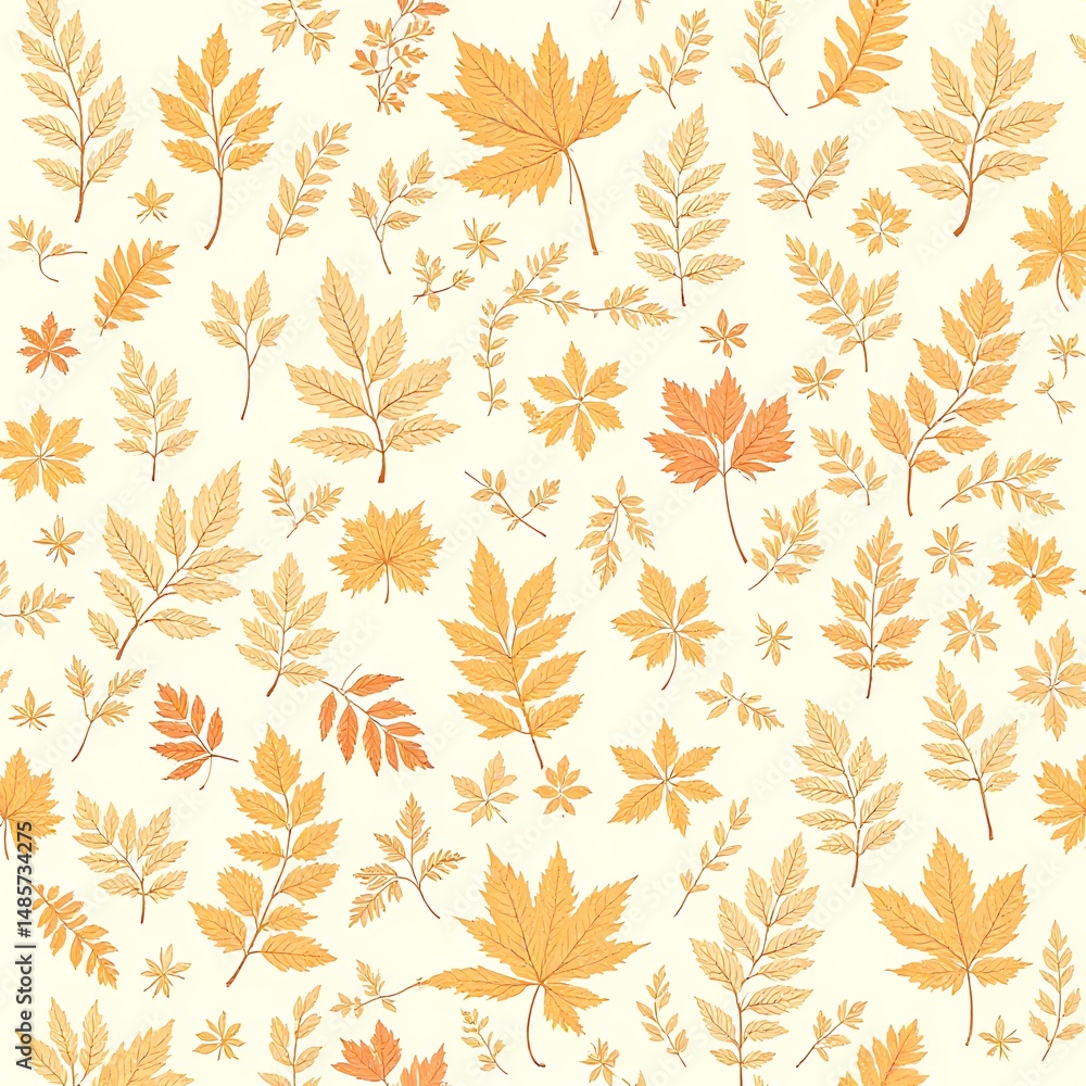 Autumn Leaves and Branches Seamless Pattern. Autumn Leaves and Branches Seamless Pattern.