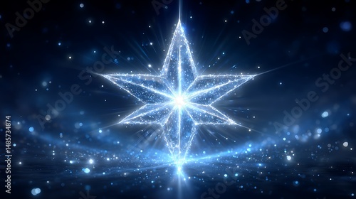 Wallpaper Mural Glowing Crystal Star with Cosmic Sparkle, and Night Sky. Torontodigital.ca