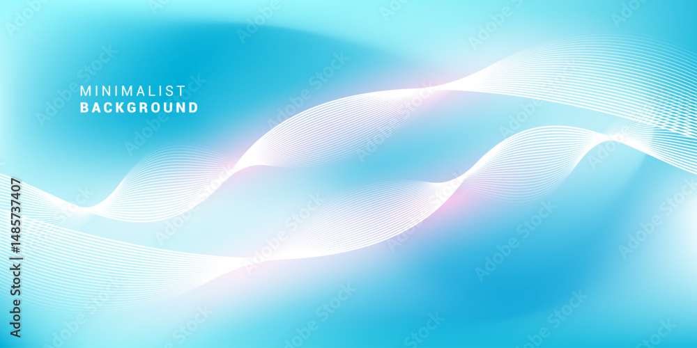 Obraz premium Abstract blue gradient background with shining lines waves. Minimalist background for banner, poster, cover, brochure, flyer, website