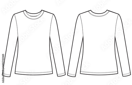 Women's long sleeve, fashion flat sketch