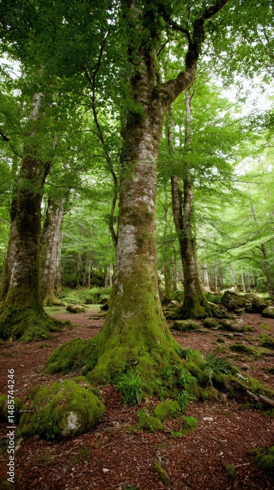 Serene Green Forest Landscape with Tall Trees Serene Green Forest Landscape with Tall Trees