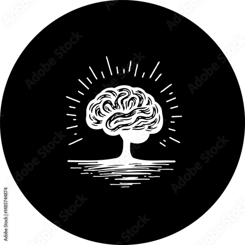 Conceptual illustration showcasing the human brain as the center of intelligence and thought