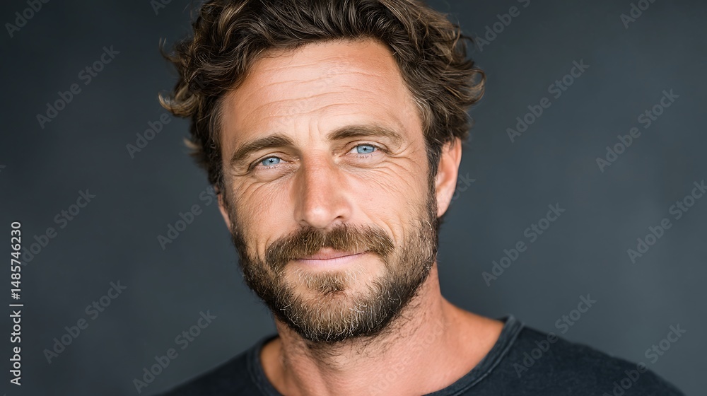 Fototapeta premium Handsome Man Portrait Confident Smile with Studio Shot.