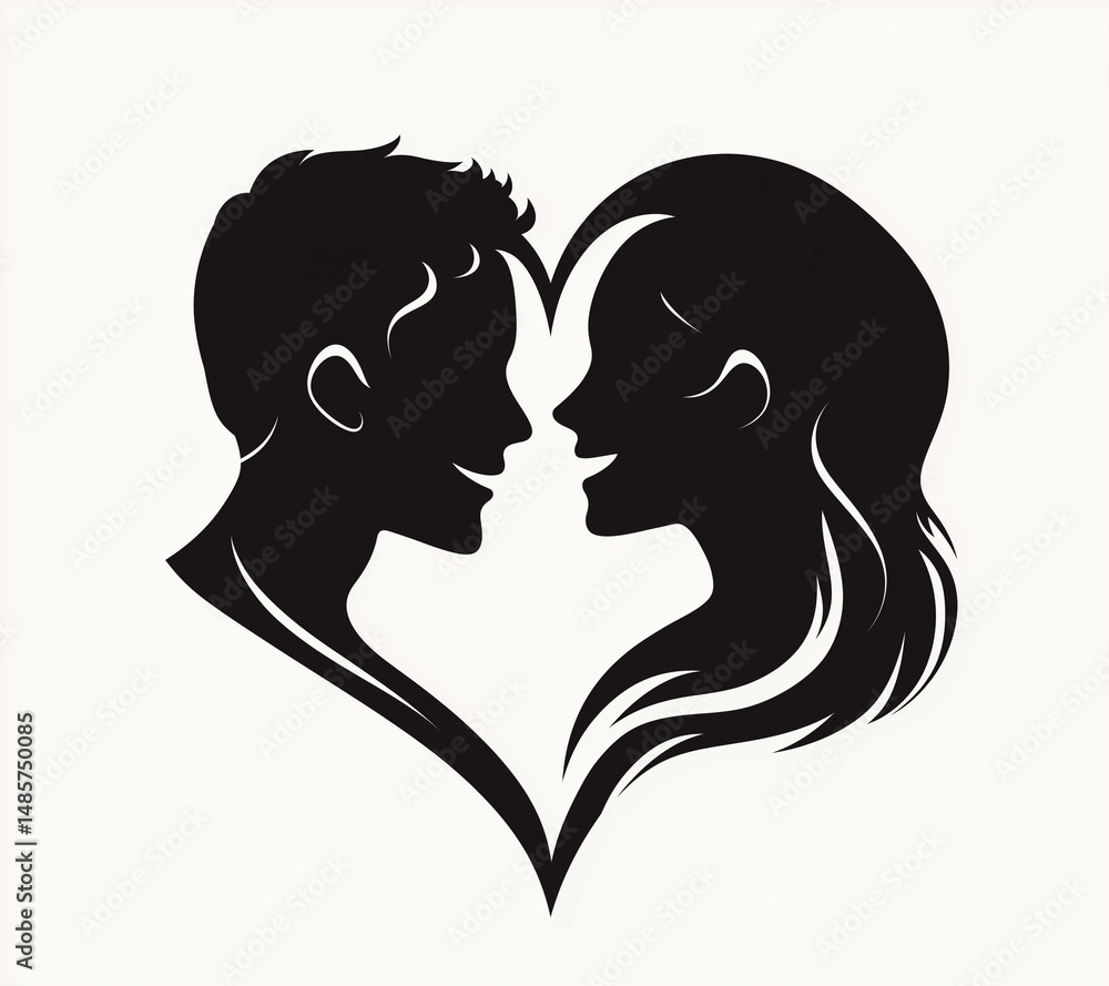 A black silhouette of two faces in profile, with the left face being that of an adult woman and the right side being that of a child's head. A black silhouette of two faces in profile, with the left face being that of an adult woman and the right side being that of a child's head.