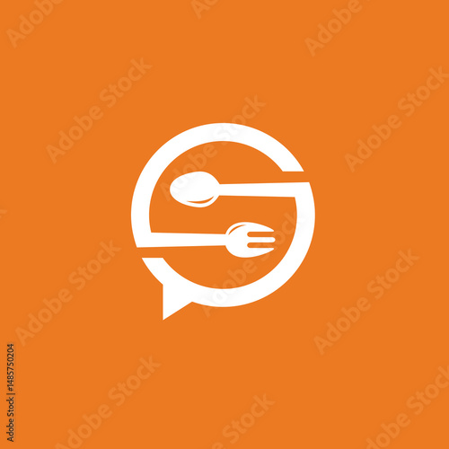 Letter S Spoon and Fork Food Eat logo design vector template