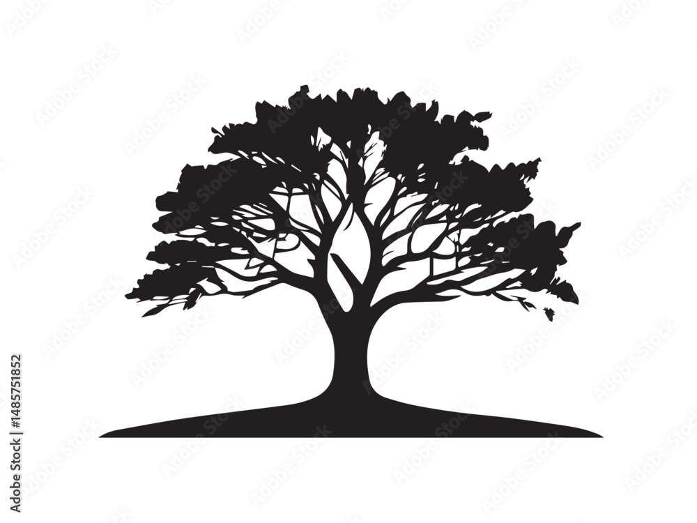 Obraz premium Tree silhouette. Black Tree silhouette on white background. Vector illustration. 