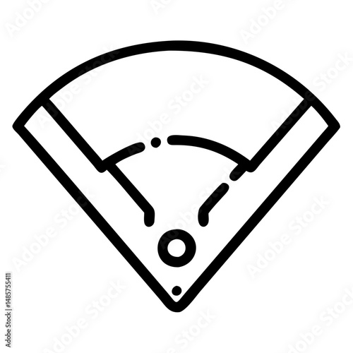 Baseball Field Line Art Vector, Minimalist Baseball Diamond Illustration, Sports Field Outline Design