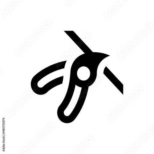 Illustration of wire cutters cutting a wire in black and white simple design and tool representation with detail