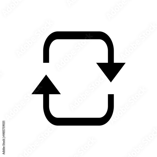 Black rounded square with arrows pointing in opposite directions indicating a cycle or refresh icon