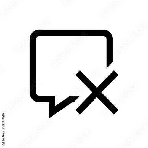 Illustration of a message bubble with rounded corners and a cross symbol indicating deletion or removal