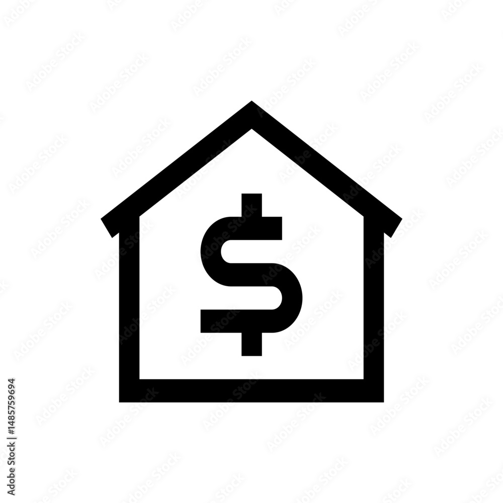 Illustration of a house outline with a dollar sign inside representing real estate investment concept Illustration of a house outline with a dollar sign inside representing real estate investment concept