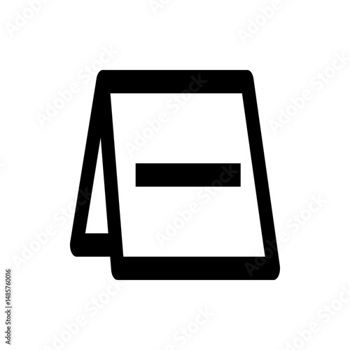 Illustration of a table tent card with a horizontal line in the center on a white background view simple