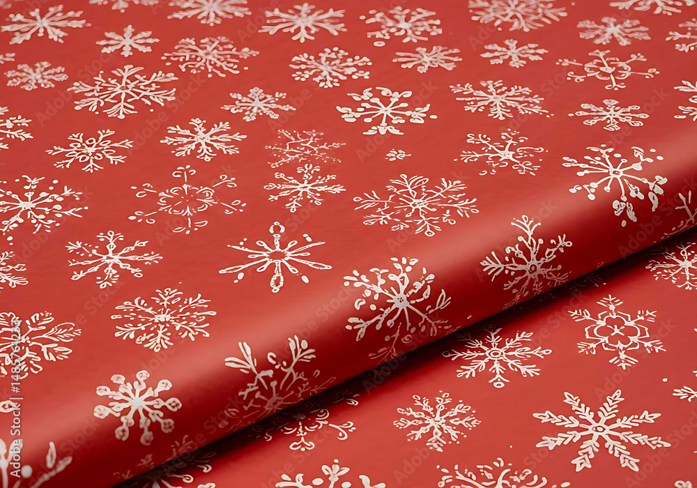 Red Christmas Wrapping Paper Texture with Snowflakes Red Christmas Wrapping Paper Texture with Snowflakes
