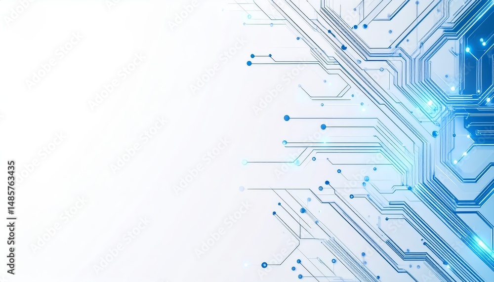 Abstract circuit board layout with glowing lines and nodes, isolated on white background Abstract circuit board layout with glowing lines and nodes, isolated on white background