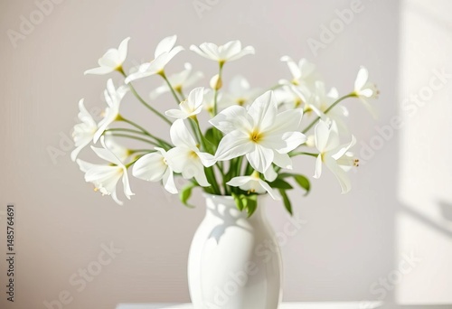 Wallpaper Mural Elegant white flowers in a simple vase, delicate petals, soft light, home decor, photography Torontodigital.ca