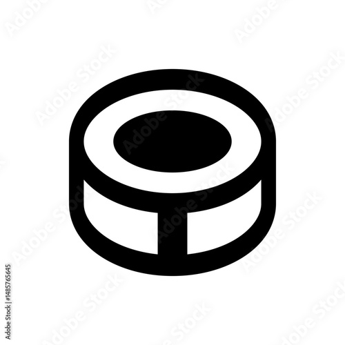 Illustration of a black and white round puck with a hole in the middle on a white background image view
