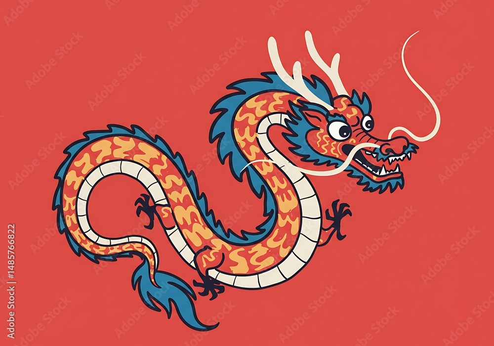 Fototapeta premium Crimson Dragon's Dance