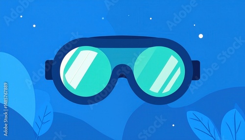 Stylish and Modern Sunglasses with Reflective Lenses on Blue Background