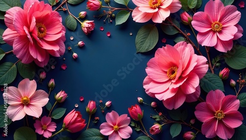 Wallpaper Mural Densely layered blossoms, interwoven stems, rich jewel tones, botanical, flowers, bloom Torontodigital.ca
