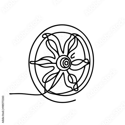 Abstract illustration of a simplified Dharma wheel design  