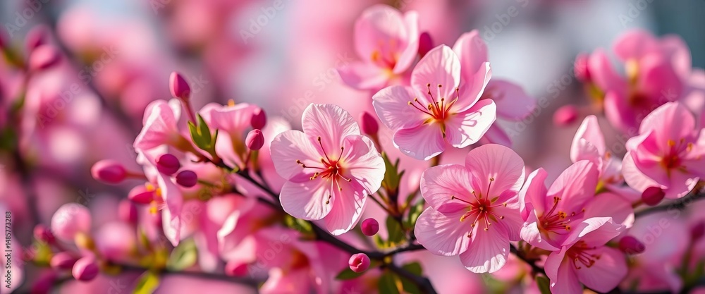 Obraz premium Delicate spring blossoms, vibrant hues, artistic composition, spring, background
