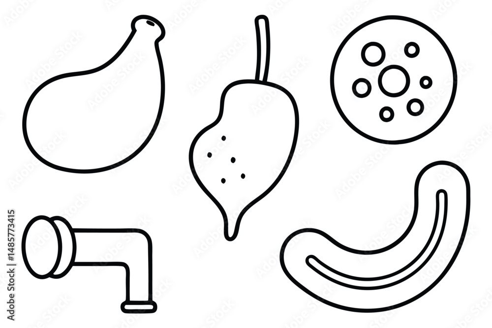 Fototapeta premium Colostomy supplies Line art tools