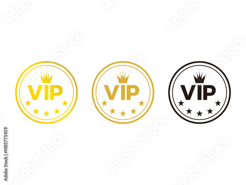 set of VIP badges 4 stars symbol icon design vector isolated on transparent background