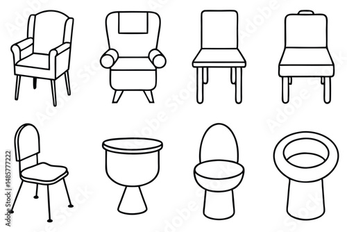 Commode chairs Line art concept