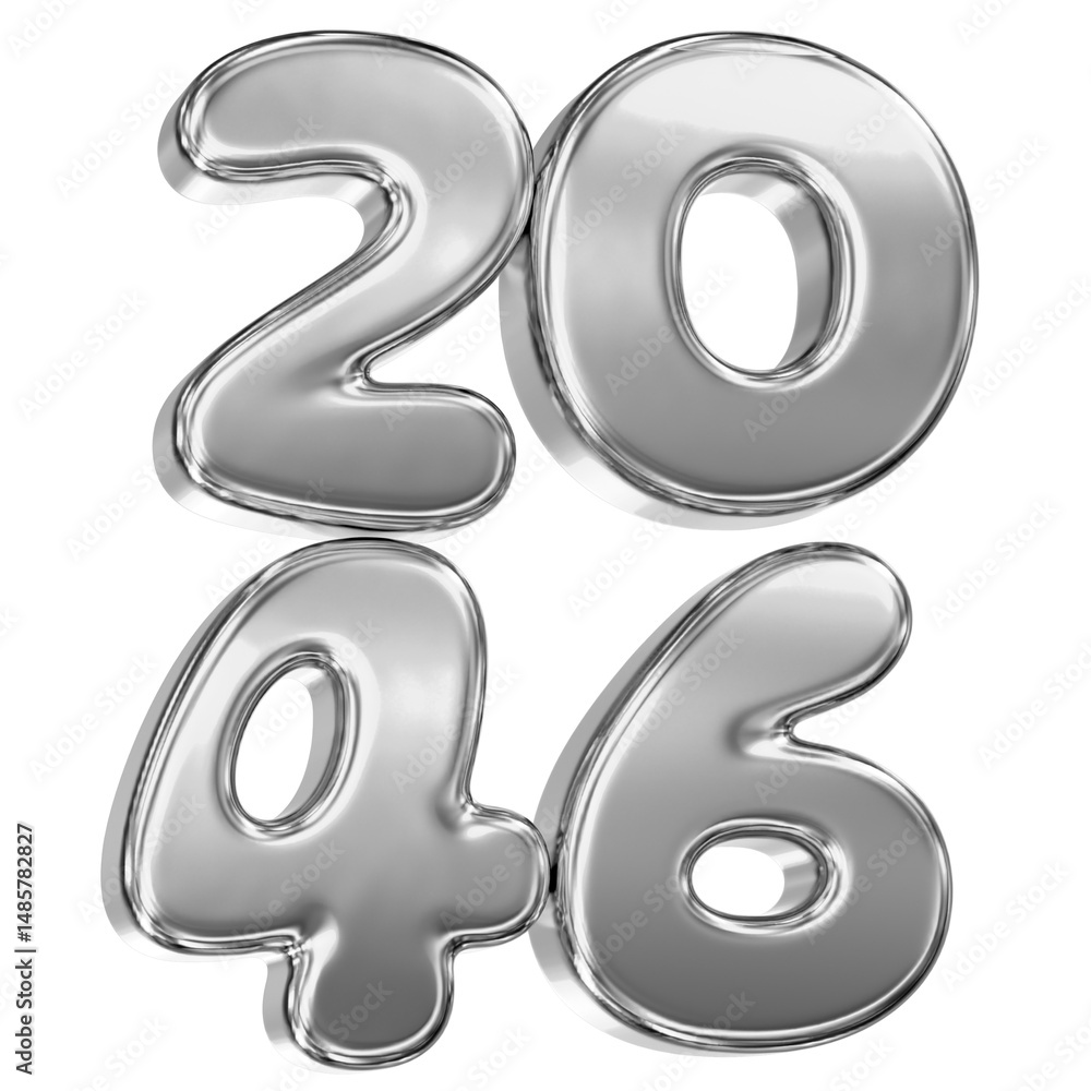Happy New Year Number Silver 3D Render Happy New Year Number Silver 3D Render