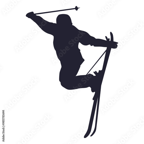 Ice skiing sport silhouette