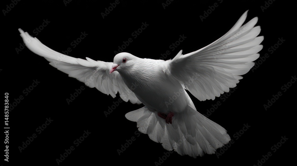 Fototapeta premium Majestic White Dove in Flight, a Symbol of Peace and Purity