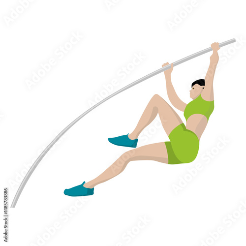 Pole vaulting sport cartoon